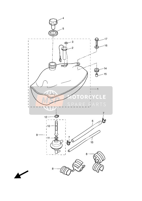 Yamaha EW50N SLIDER 2004 Depósito de combustible para un 2004 Yamaha EW50N SLIDER